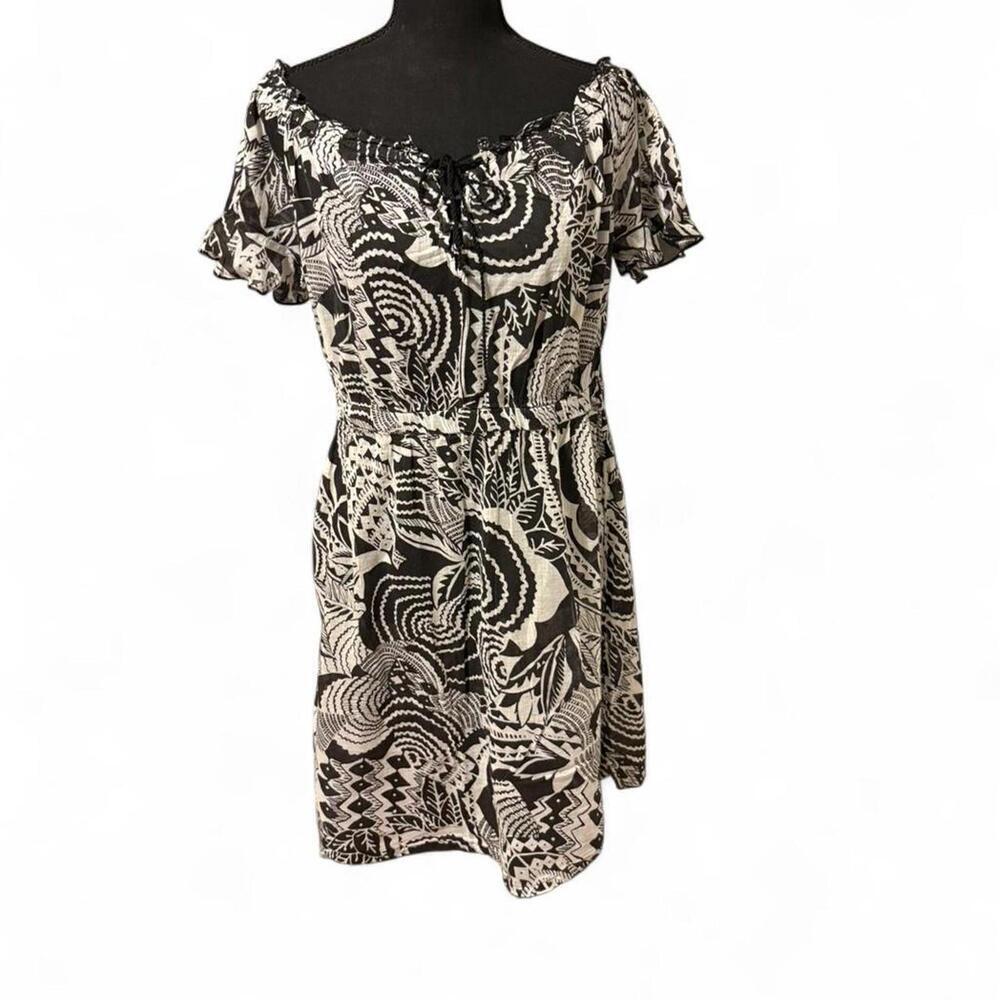 Ralph Lauren Polo vintage black and white dress with ruffle sleeves Size Large
